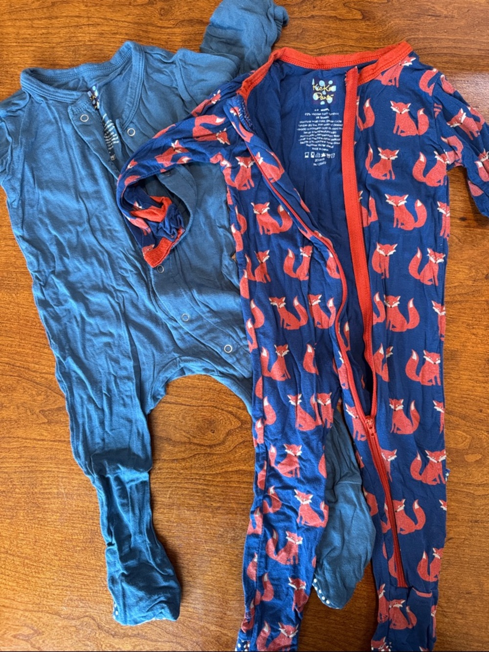 Kickee Pants Navy Fox Print One-Piece Pajama (Blue/Red) (sold together)